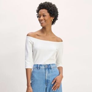 Everlane THE FORM OFF-SHOULDER TOP color White size medium